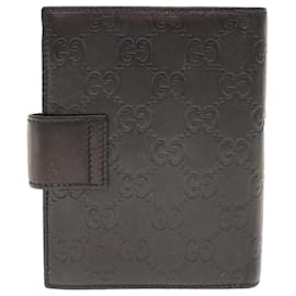 Gucci-GUCCI GG Canvas Day Planner Cover Leather Black Auth yk10286-Black