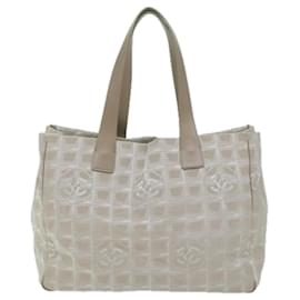 Chanel-CHANEL New Travel Line Shoulder Bag Nylon Beige CC Auth ep3028-Beige