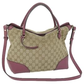 Gucci-Gucci GG Canvas Hand Bag 2way Beige 353120 Auth ep3011-Beige