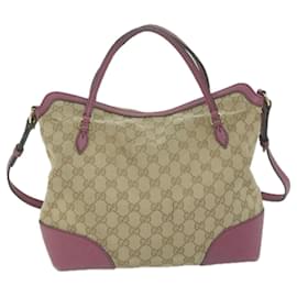 Gucci-Gucci GG Canvas Hand Bag 2way Beige 353120 Auth ep3011-Beige