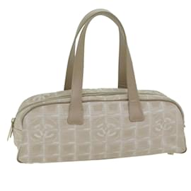 Chanel-CHANEL New Travel Line Tote Bag Nylon Beige CC Auth ep3039-Beige