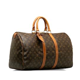 Louis Vuitton-Keepall marrón con monograma de Louis Vuitton 45 Bolsa de viaje-Castaño