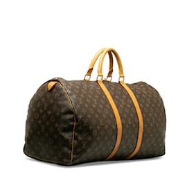 Louis Vuitton-Keepall marron à monogramme Louis Vuitton 55 Sac de voyage-Marron