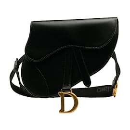Dior-Black Dior Leather Saddle Belt Bag-Black