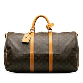 Louis Vuitton-Brown Louis Vuitton Monogram Keepall Bandouliere 50 Travel bag-Brown