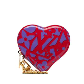 Louis Vuitton-Bolsa Red Louis Vuitton Monogram Vernis Sweet Repeat Heart Coin-Vermelho