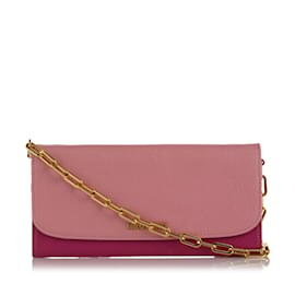 Miu Miu-Pink Miu Miu Leather Wallet On Chain Crossbody Bag-Pink