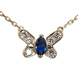 Autre Marque-18k Gold-Diamant-Saphir-Schmetterlings-Anhänger-Halskette-Andere