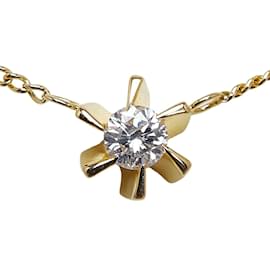 Autre Marque-18k Gold-Diamant-Blumen-Anhänger-Halskette-Andere