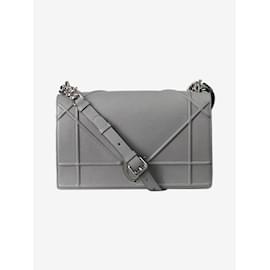 Christian Dior-Grey Diorrama silver hardware flap-Grey
