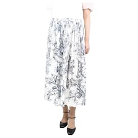 Christian Dior-White and blue printed skirt - size UK 12-White