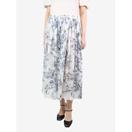 Christian Dior-White and blue printed skirt - size UK 12-White