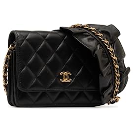 Chanel-Chanel Black Lambskin Romance Wallet On Chain-Black