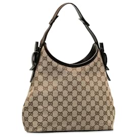 Gucci-Gucci Brown GG Canvas Shoulder Bag-Brown,Beige