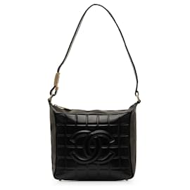 Chanel-Chanel Black CC Choco Bar Shoulder Bag-Black