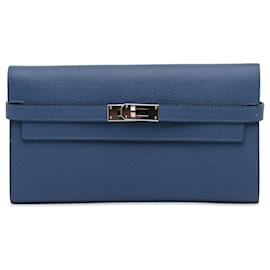 Hermès-Hermes Blue Epsom Classic Kelly Wallet-Blue