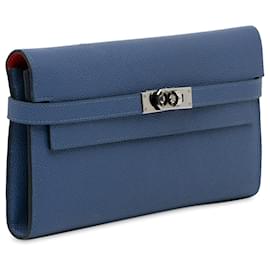 Hermès-Hermes Blue Epsom Classic Kelly Wallet-Blue