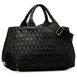 Prada-Bolso satchel Canapa bordado negro de Prada-Negro