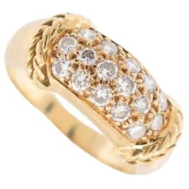 Autre Marque-Headband ring 52 In yellow gold 18K 5.4gr and 16 shiny diamonds 0.4CT GOLD RING-Golden