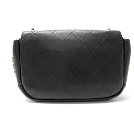 Chanel-CHANEL FLAP TIMELESS CROSSBODY HANDBAG IN BLACK QUILTED PURSE LEATHER-Black
