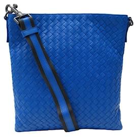 Bottega Veneta-NOVA BOLSA BOTTEGA VENETA MESSENGER INTRECCIATO BANDOULIERE BOLSA-Azul