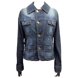 Burberry-Burberry t jacket40 M IN JEANS REMOVABLE INTERIOR VEST TARTAN JACKET-Blue