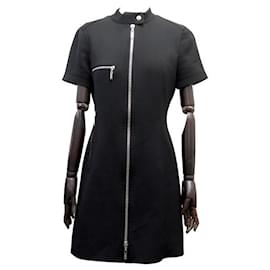 Louis Vuitton-NEW LOUIS VUITTON ZIP DRESS SIZE 40 M IN BLACK WOOL NEW BLACK WOOL DRESS-Black