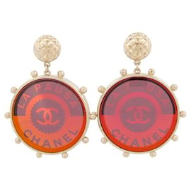 Chanel-NEUF BOUCLES D'OREILLES CHANEL LA PAUSA AB0796 METAL DORE BOITE EARRINGS-Doré