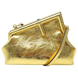 Fendi-FENDI ERSTE KLEINE HANDTASCHE 8BP129 GOLDENE LEDER-CROSSBODY-HANDTASCHE-Golden