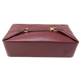 Hermès-VINTAGE TOILETRY BAG HERMES POCKET CLOCHE LEATHER BOX RED BORDEAUX TOILETRY-Red