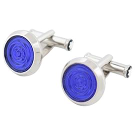 Montblanc-NINE MONTBLANC URBAN SPIRIT CUFFLINKS 116655 LAPIS LAZULI CUFFLINKS-Silvery