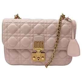Christian Dior-NEW CHRISTIAN DIOR ADDICT HANDBAG LEATHER CANNAGE BANDOULIERE PINK BAG-Pink