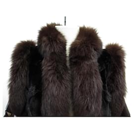 Yves Saint Laurent-CAPPOTTO VINTAGE YVES SAINT LAURENT GIACCA SENZA MANICHE M 40 CAPPOTTO IN PELLICCIA-Marrone