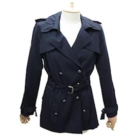 Chanel-GIACCA CON CINTURA CHANEL COCO-LINE P32309 M 40 CAPPOTTO GIACCA IN LANA BLU NAVY-Blu navy