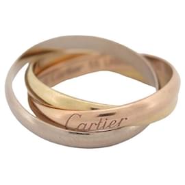 Cartier-BAGUE CARTIER TRINITY PM 3 ORS CRB4086100 T53 OR JAUNE ROSE BLANC 18K RING-Doré