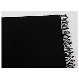 Hermès-NUEVA FUNDA DE CAMA A CUADROS HERMES DE CASHMERE Y LANA NEGRA 170X140 MANTA CM-Negro