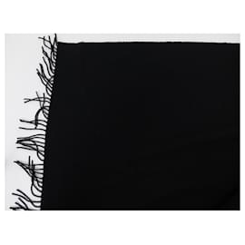 Hermès-NEW HERMES PLAID BED COVER IN BLACK CASHMERE AND WOOL 170x140 CM BLANKET-Black