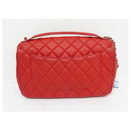 Chanel-CHANEL TIMELESS HANDBAG EASY CARRY JUMBO RED QUILTED LEATHER HAND BAG-Red