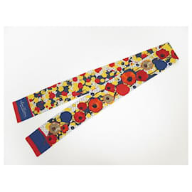 Louis Vuitton-NEW LOUIS VUITTON SCARF LAVALIERE RETRO FLOWERS TWILLY NEW SCARF-Multiple colors