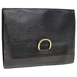 Louis Vuitton-LOUIS VUITTON Epi Jena Bolsa Clutch Preta M52722 Autenticação de LV 65477-Preto