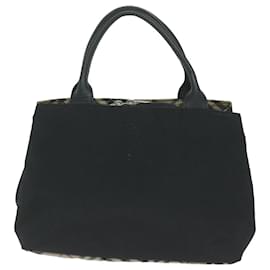 Burberry-BURBERRY Nova Check Blue Label Hand Bag Nylon Black Beige Auth bs11719-Black,Beige