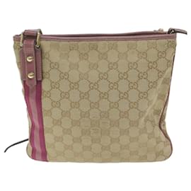 Gucci-GUCCI GG Canvas Sherry Line Umhängetasche Beige Rosa Lila 144388 Auth ep3192-Pink,Beige,Lila