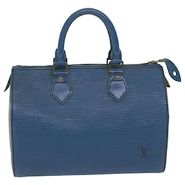 Louis Vuitton-Louis Vuitton Epi Speedy 25 Bolsa de Mão Azul Toledo M43015 Autenticação de LV 65487-Outro