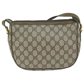 Gucci-GUCCI GG Supreme Web Sherry Line Shoulder Bag PVC Beige 89 02 032 Auth ep3199-Beige