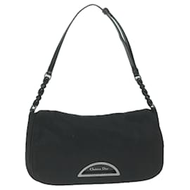 Christian Dior-Christian Dior Maris Pearl Shoulder Bag Nylon Black Auth ep3007-Black