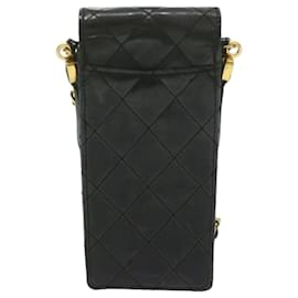 Chanel-CHANEL Matelassê Cadeia Bolsa tiracolo Couro envernizado Preto CC Auth bs11765-Preto