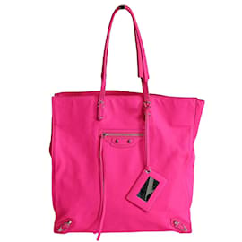 Balenciaga-Balenciaga Balenciaga Papier vertical shoulder bag in fuchsia leather-Pink