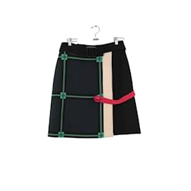 Prada-wrap wool skirt-Green