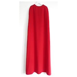 Valentino-Valentino Red Cape Gown Dress-Red