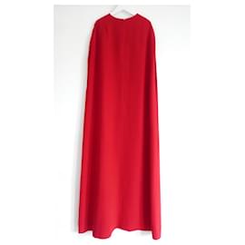 Valentino-Vestido de gala rojo con capa de Valentino-Roja
